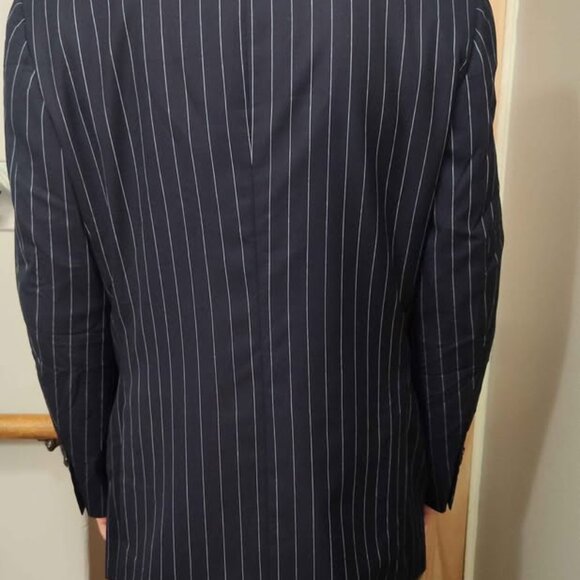 Samuelsohn Jacket Blazer Sportscoat Dark Blue Pinstripe - Picture 2 of 8